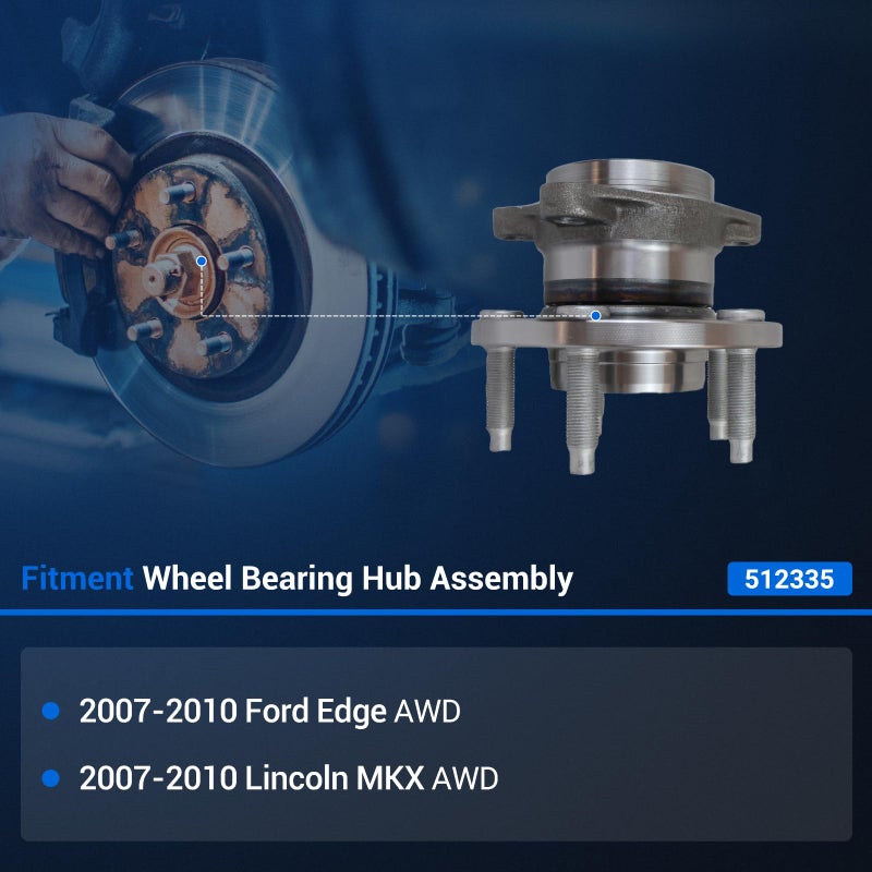 Autoround 512335 AWD Rear Wheel Hub and Bearing Assembly Compatible with 2007-2010 Ford Edge, 2007-2010 Lincoln MKX 5 Lug w/ABS - Image 2
